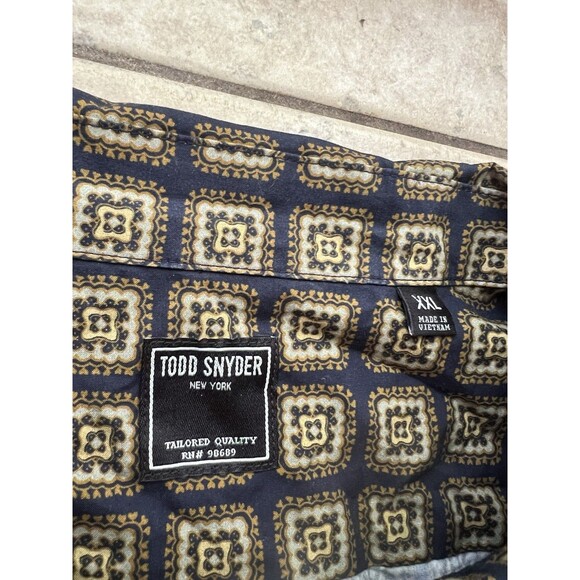 Todd Snyder Shirt Mens XXL Button Down Geometric Long Sleeve Loop Collar - Picture 2 of 8